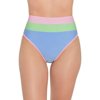 Salt + Cove Juniors Womens High Waist Colorblock Swim Bottom Separates In Blue