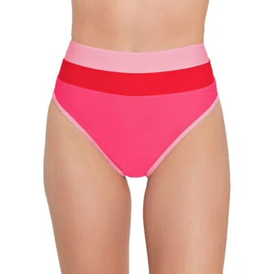 Salt + Cove Juniors Womens High Waist Colorblock Swim Bottom Separates In Pink