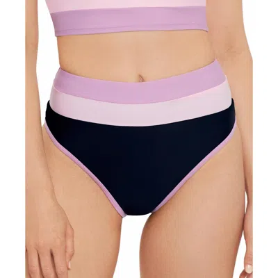 Salt + Cove Juniors Womens High Waist Contrast Trim Swim Bottom Separates In Black