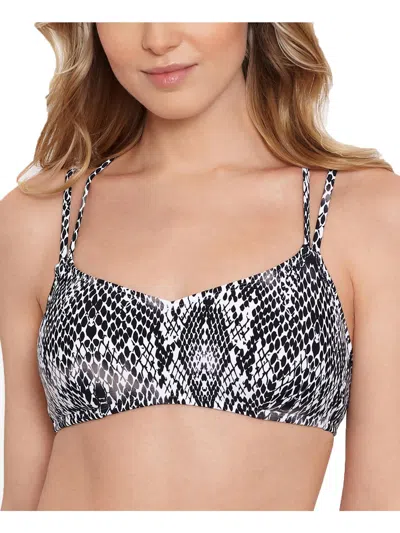 Salt + Cove Juniors Womens Snake Print Strappy Bikini Swim Top In Black