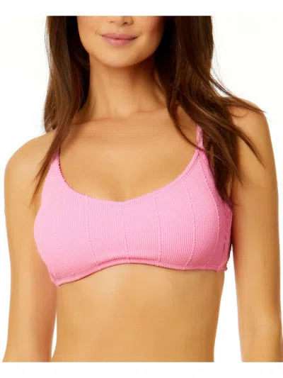 Salt + Cove Juniors Womens Textured Bralette Bikini Swim Top In Pink