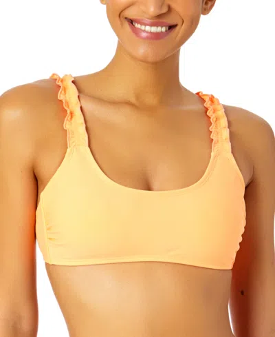 Salt + Cove Salt & Cove Juniors' Ruffle-strap Tie-back Bikini Top, Created For Macy's In Peach