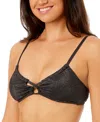 Salt + Cove Solid Lurex Twist-front Bralette Bikini, Exclusively At Macy's In Black