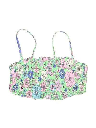 Pre-owned Salt + Cove Swimsuit Top Green Floral Pattern Swimwear