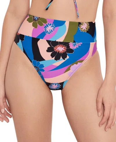 Salt + Cove Women's Blooming Wave High-waist Bikini Bottoms, Created For Macy's In Multi