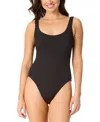 Salt + Cove Women's Mint Tea Rib Scrunch One-piece Swimsuit, Exclusively At Macy's In Black