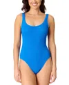Salt + Cove Women's Mint Tea Rib Scrunch One-piece Swimsuit, Exclusively At Macy's In Blue