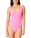 Salt + Cove Women's Mint Tea Rib Scrunch One-piece Swimsuit, Exclusively At Macy's In Pink