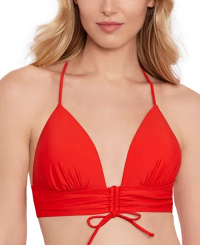 Salt + Cove Salt Cove Womens V Neck Lace Up Back Midkini Top High Waist Bottoms Created For Macys In Vermillion