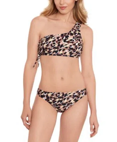 Salt + Cove Salt Cove Womens Animal Print One Shoulder Bikini Top Hipster Bottoms Created For Macys In Neutral Multi