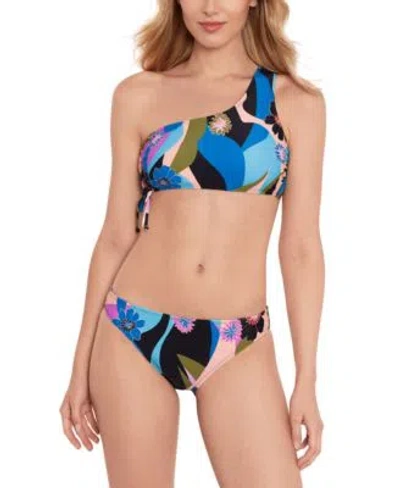 Salt + Cove Salt Cove Womens Blooming Wave One Shoulder Bikini Top Hipster Bottoms Created For Macys In Blue