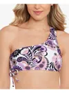 Salt + Cove Womens Floral One Shoulder Bikini Swim Top In Multi