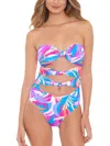 Salt + Cove Womens Printed Knott One-piece Swimsuit In Multi