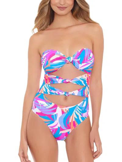 Salt + Cove Womens Printed Knott One-piece Swimsuit In Multi