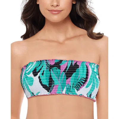 Salt + Cove Womens Printed Ruffled Swim Top Separates In Green
