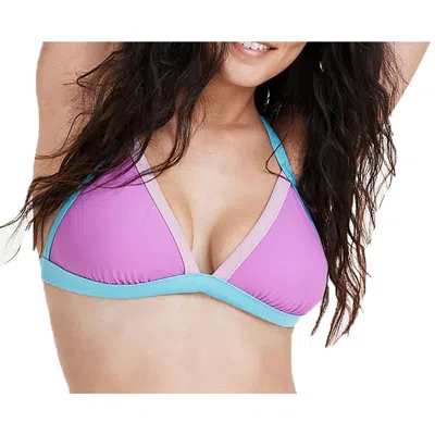 Salt + Cove Salt Cove Juniors Contrast Trim Triangle Bikini Top Contrast Bikini Bottoms Created For Macys In Orchid Multi