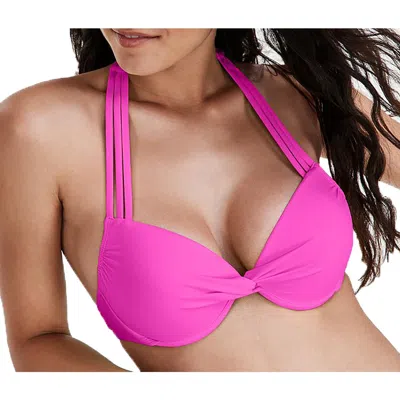 Salt + Cove Womens Solid Nylon Bikini Swim Top In Pink