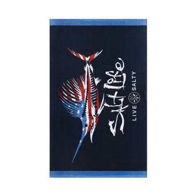 Salt Life American Bones Beach Towel In Navy