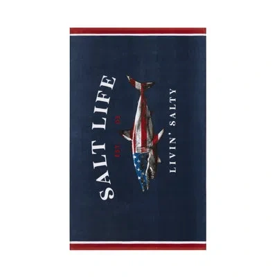 Salt Life American Shark Beach Towel In Navy