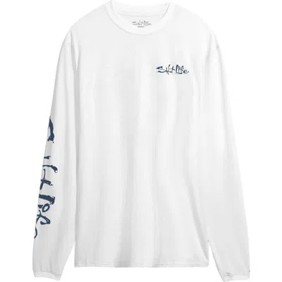 Salt Life Americana Tuna Long Sleeve Slx Performance Tee In White