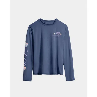 Salt Life Colorful Coral Reef Performance Long Sleeve Tee In Blue