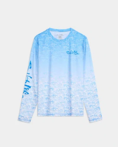 Salt Life Current And Catch Fade 2.0 Perforated Tee In Blue