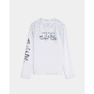 Salt Life Current And Catch Fade Perforated Tee In White