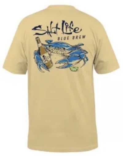 Pre-owned Salt Life Golden Haze "blue Brew Crab" Sailfish S/s Pocket T-shirt Mens Large