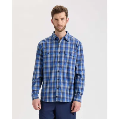 Salt Life Hammer Slx Performance Flannel Shirt In Blue
