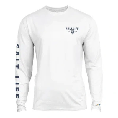Salt Life Heavy Seas Performance Long Sleeve Tee In White