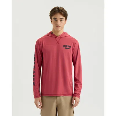 Salt Life Heritage Marline Long Sleeve Perforated Hoodie In Pink