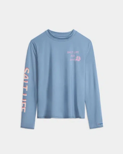 Salt Life Keep Surfing Performance Long Sleeve Tee In Blue