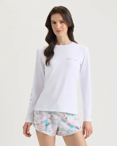 Salt Life Lavish Livin Slx Performance Long Sleeve Tee In White