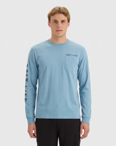 Salt Life Legacy Camo Badge Long Sleeve Tee In Blue