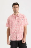 Salt Life Mahi Short Sleeve Button Down Performance Shirt In Pink