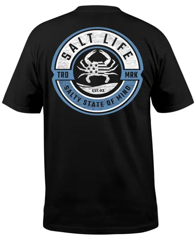 Salt Life Men's Blue Crab Short-sleeve Graphic T-shirt In Black