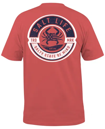 Salt Life Men's Blue Crab Short-sleeve Graphic T-shirt In Burnt Coral