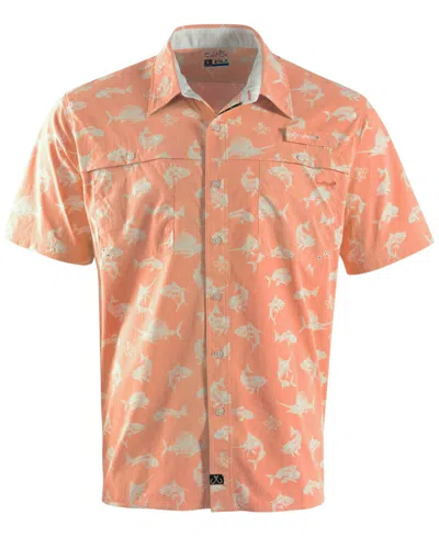 Salt Life Men's Fish N Bones Short-sleeve Button-front Shirt In Grapefruit