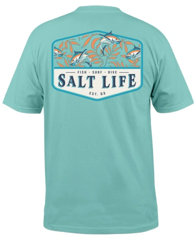 Salt Life Men's Hide N Sea Graphic Print Short-sleeve T-shirt In Aruba Blue