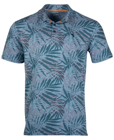 Salt Life Men's Jungle Vibes Palm Print Short-sleeve Polo Shirt In Atlantic Heather