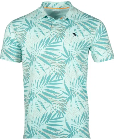 Salt Life Men's Jungle Vibes Palm Print Short-sleeve Polo Shirt In Light Aruba Heather