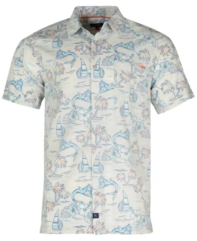 Salt Life Men's Ocean Drift Graphic Print Short-sleeve Button-up Shirt In Chalk
