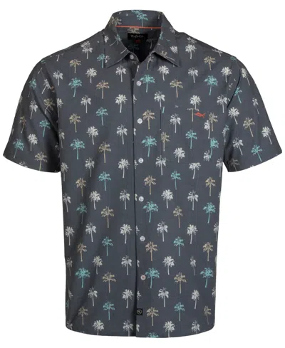 Salt Life Men's Palm Solo Print Short-sleeve Button-up Shirt In Storm