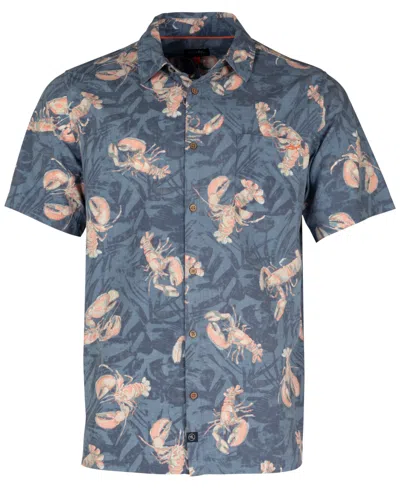 Salt Life Men's Rock Lobster Graphic Print Short-sleeve Button-up Shirt In Elemental Blue