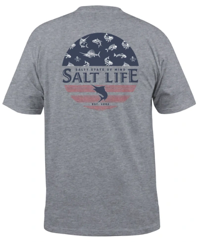 Salt Life Men's Salty Honor Bones Graphic Print Short-sleeve T-shirt In Athletic Heather