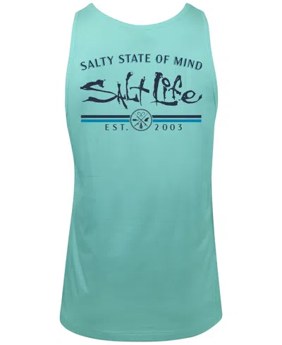 Salt Life Men's Striated Logo Graphic Sleeveless Tank In Aruba Blue
