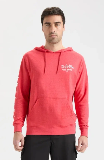 Salt Life Ocean Kin Long Sleeve Pullover Hoodie In Red