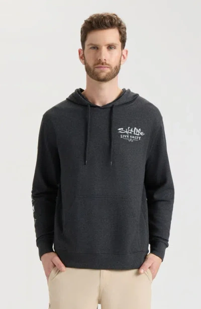 Salt Life Ocean Kin Long Sleeve Pullover Hoodie In Black