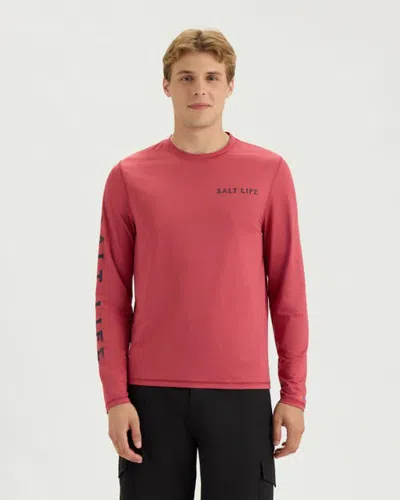 Salt Life Offshore Legends Long Sleeve Perforated Mesh Tee In Pink