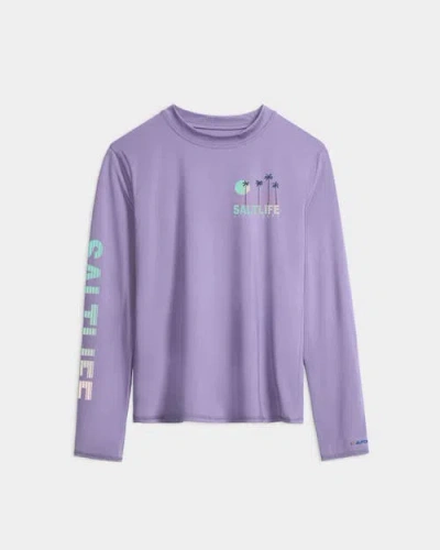 Salt Life Palmline Performance Long Sleeve Tee In Purple